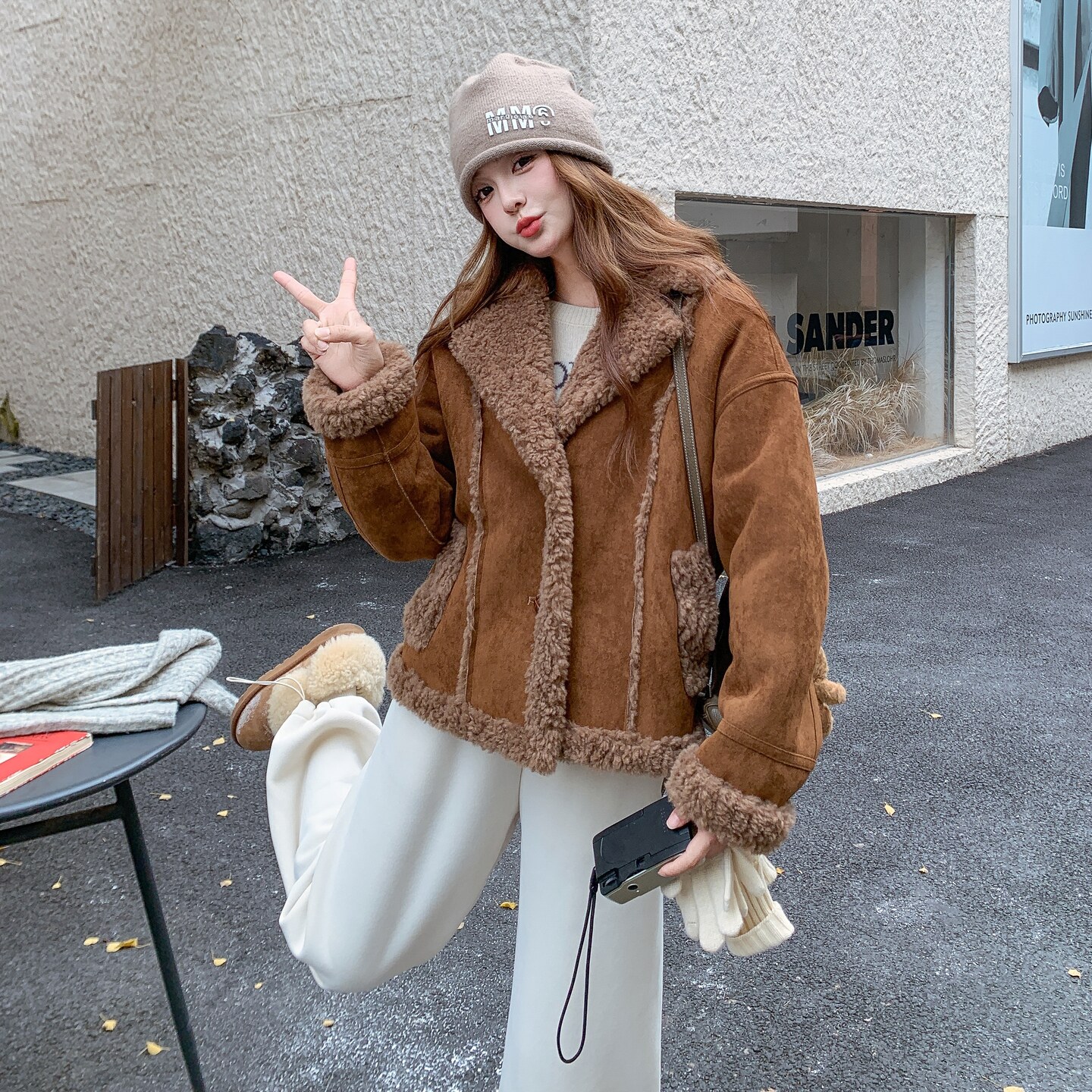 蘑菇扣羊羔毛皮毛一体外套2B1158615P180K268,女装皮草,2B115