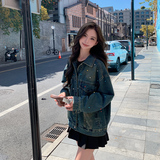 韩版时尚彩色烫钻牛仔外套女2025春秋季新款宽松显瘦气质夹克上衣，女装短外套，2C233