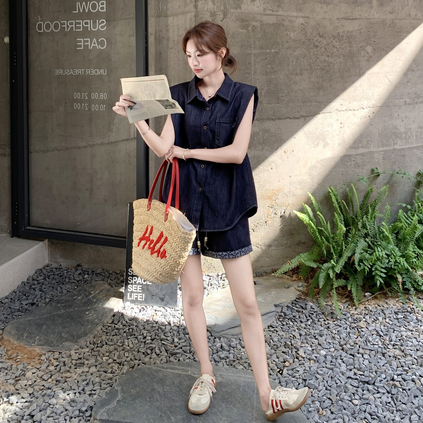现货夏季新款拼色休闲牛仔套装2C098-8595P155K218,女装套装/套裙,2C098