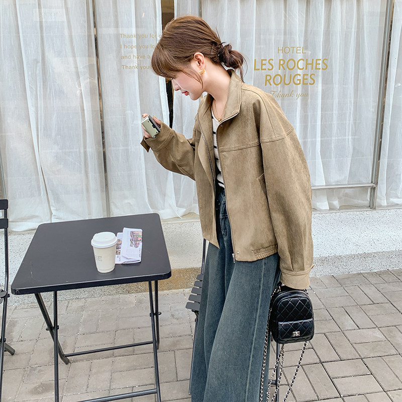卡其色时尚休闲外套女2026新款小个子炸街气质减龄百搭夹克,女装短外套,2C166