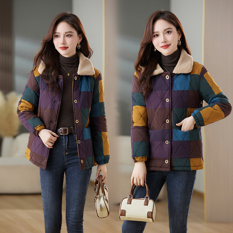 时尚短款加绒棉袄,女装棉衣/棉服,乐衣轩
