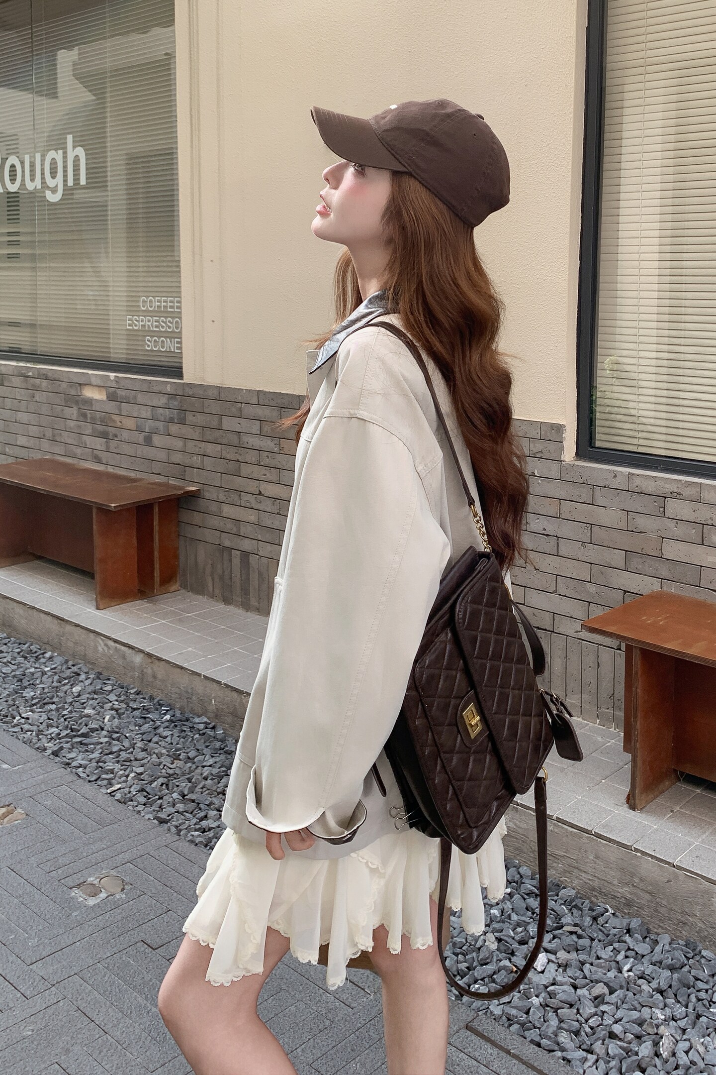 撞色翻领风衣外套女春秋2025新款学院风减龄宽松小个子大衣高级感,女装风衣,2C218