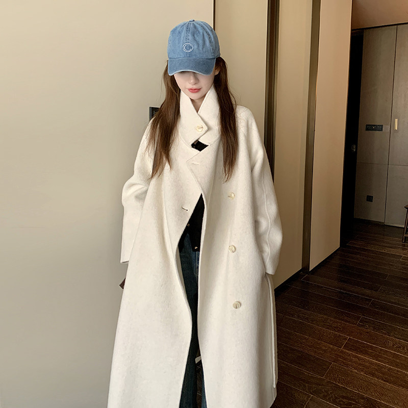 【新款】已出货有买家秀双面羊驼绒混色长毛大衣P285K418,女装毛呢外套,2C333