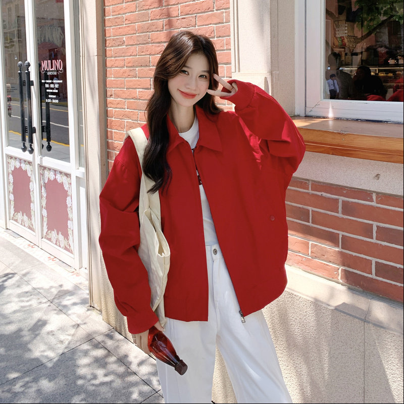 现货红色棒球服夹克外套2B233-9732-P155218,女装短外套,2B233
