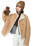新款现货牛皮绒皮毛一体两面穿机车服P185K278，女装短外套，2C333