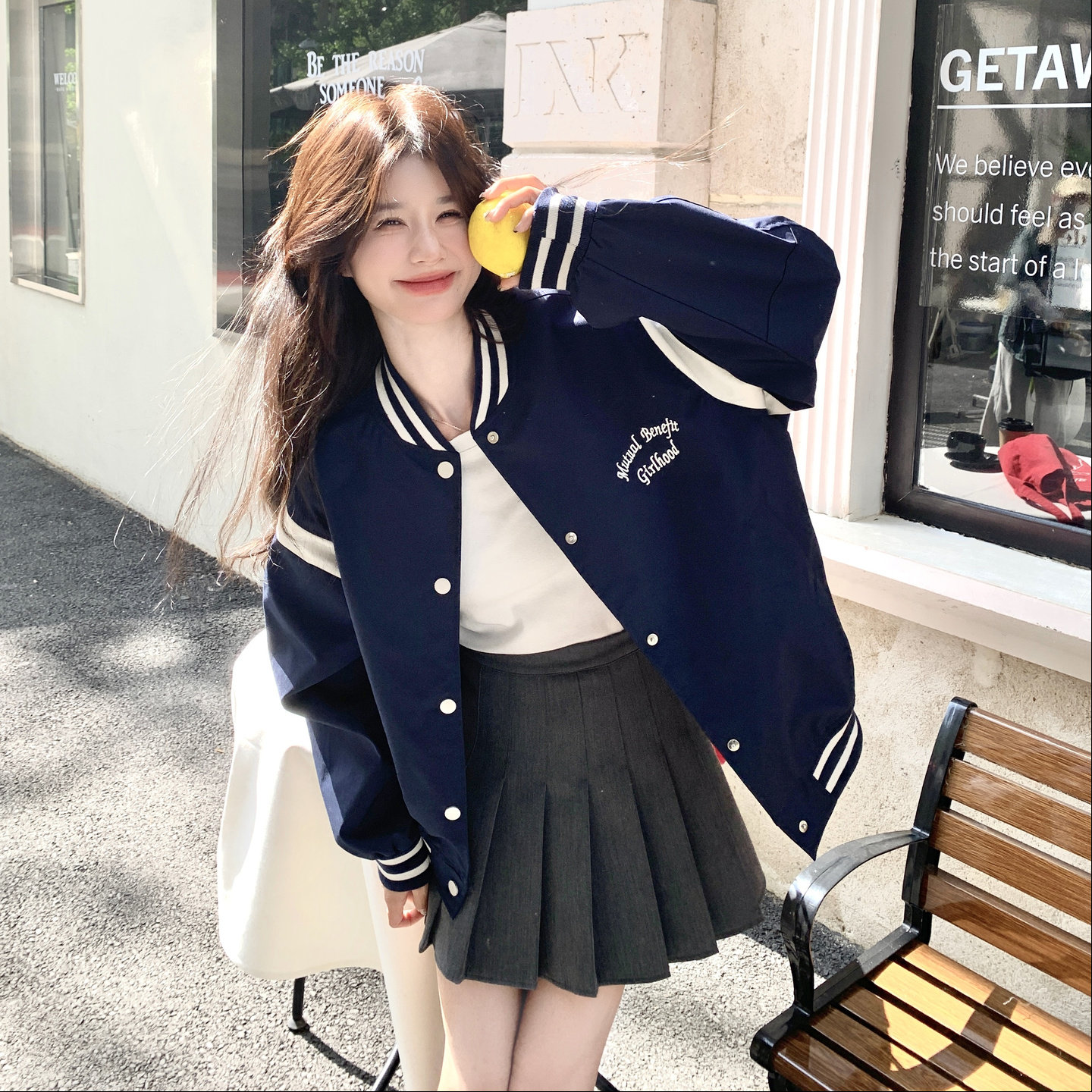 学院风宽松减龄棒球服外套女2025春秋季新款韩版休闲显瘦夹克上衣,女装短外套,2C259