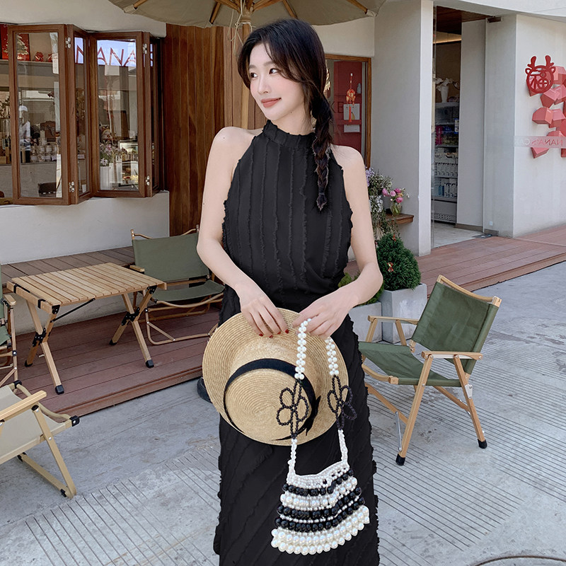 法式轻熟风无袖挂脖套装女2025年夏季新款精致度假风半身裙两件套,女装套装/套裙,2C057