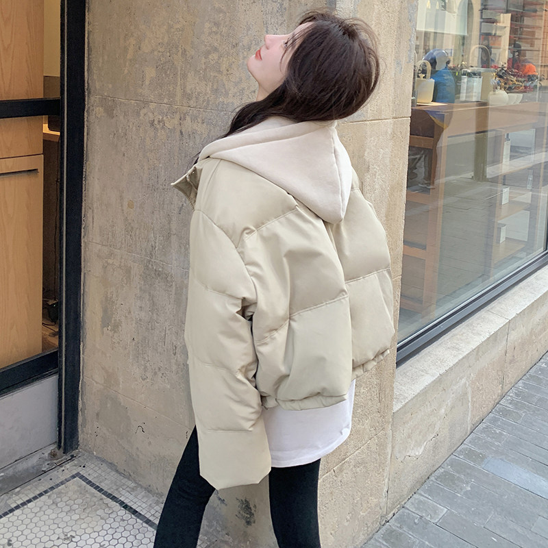 冬季韩系撞色连帽假两件小个子面包服羽绒服皮外套女6117P255K378,女装羽绒服,2C166