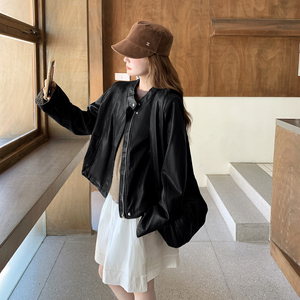 咖色甜酷风韩版皮衣夹克女秋季2025新款小个子休闲显瘦百搭短外套图片