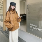 咖色立领皮衣外套女2025年秋季新款时尚超火绝美设计感减龄皮夹克，女装皮衣，2D008