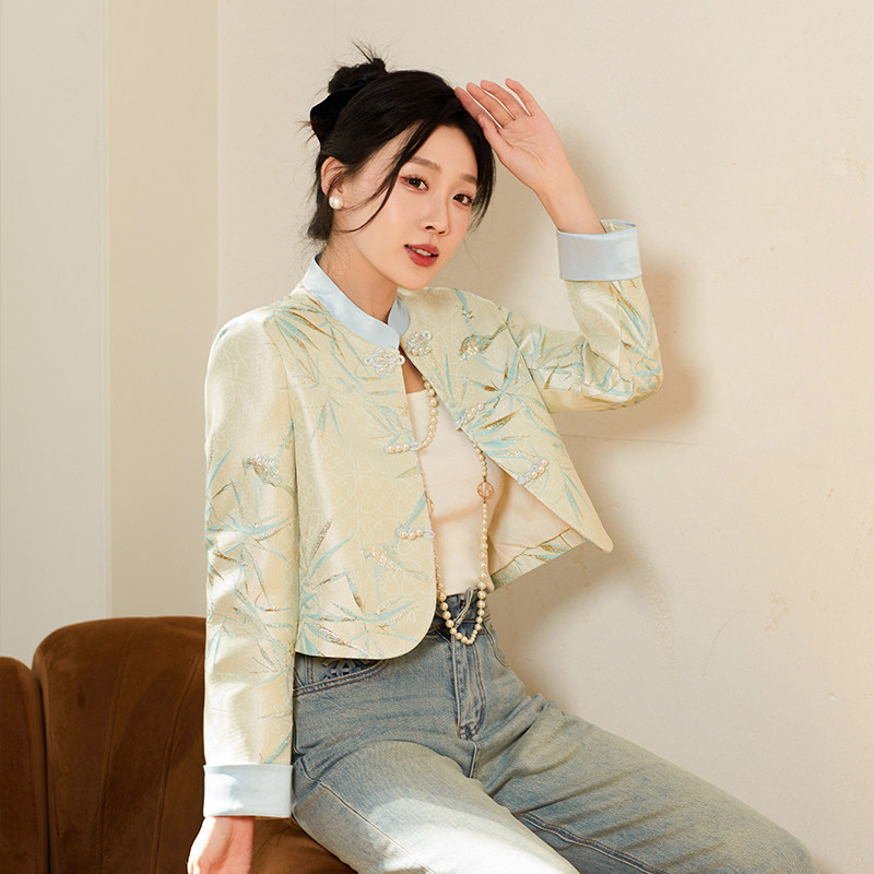 2024 提花烫金短款显瘦高级感短外套2C091-8111p185k299图片