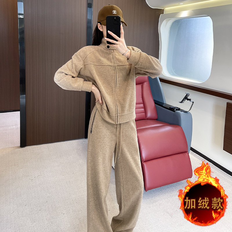 女秋冬时尚加绒加厚休闲运动套装,女装套装/套裙,2C310
