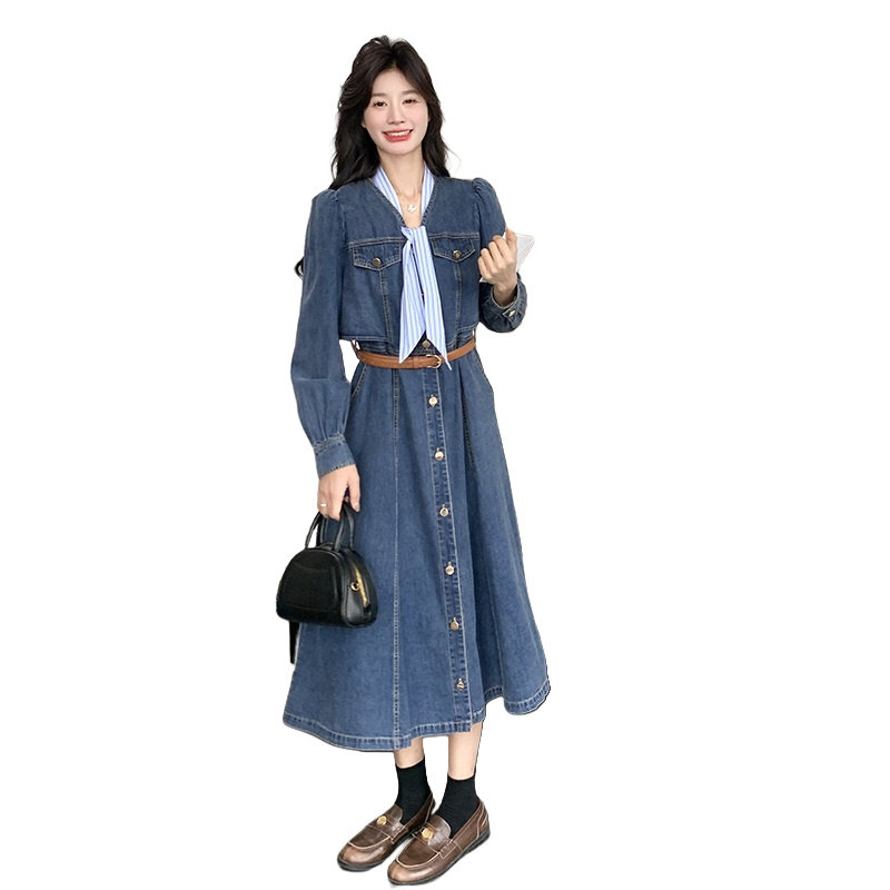 25秋季新款现货牛仔连衣裙配丝巾腰带2C087-2518-P175-K23956/60,女装连衣裙,2C087