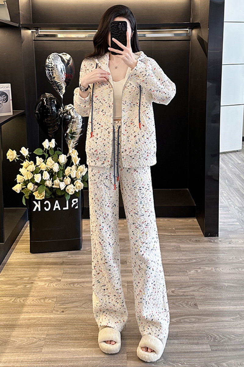 慵懒宽松开衫卫衣长裤少女减龄两件套,女装套装/套裙,2C310