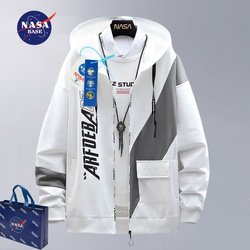 Nasa Autumn Jacket Men's Sweatshirt Spring and Autumn Jacket Youth Student Hooded Jacket Red Cardigan Top Men