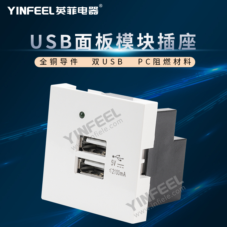 5V 2100mA Dual USB Module Ground socket 118 Type of function Key USB Panel Module Data Transfer Signal