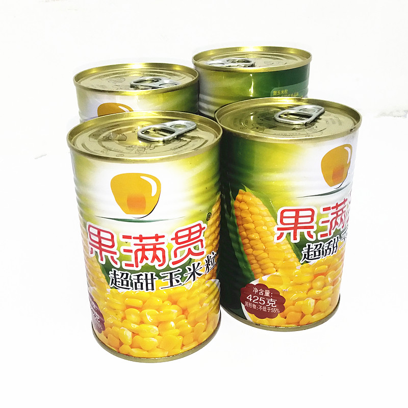 (4 cans) Guoman 425g canned super sweet corn kernels ready-to-eat cooking sweet corn can be used as fishing bait