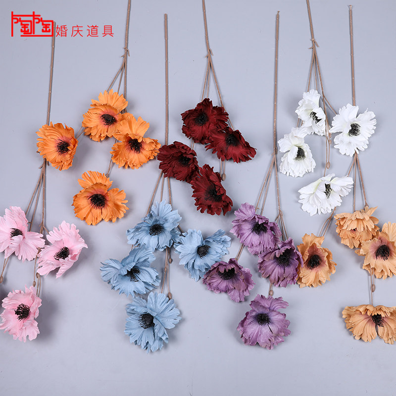 Wedding Decoration Emulation Flower poppy Blossom Wedding Hall Silk Flower Flower Arrangement Flower Art Pendulum Pieces Fake wedding road Fancy Flowers Platoon
