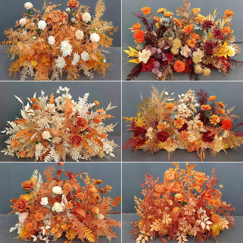 Orange wedding simulation flower decoration wedding hall flower material flower art silk flower road lead flower arch flower corner flower hanging flower