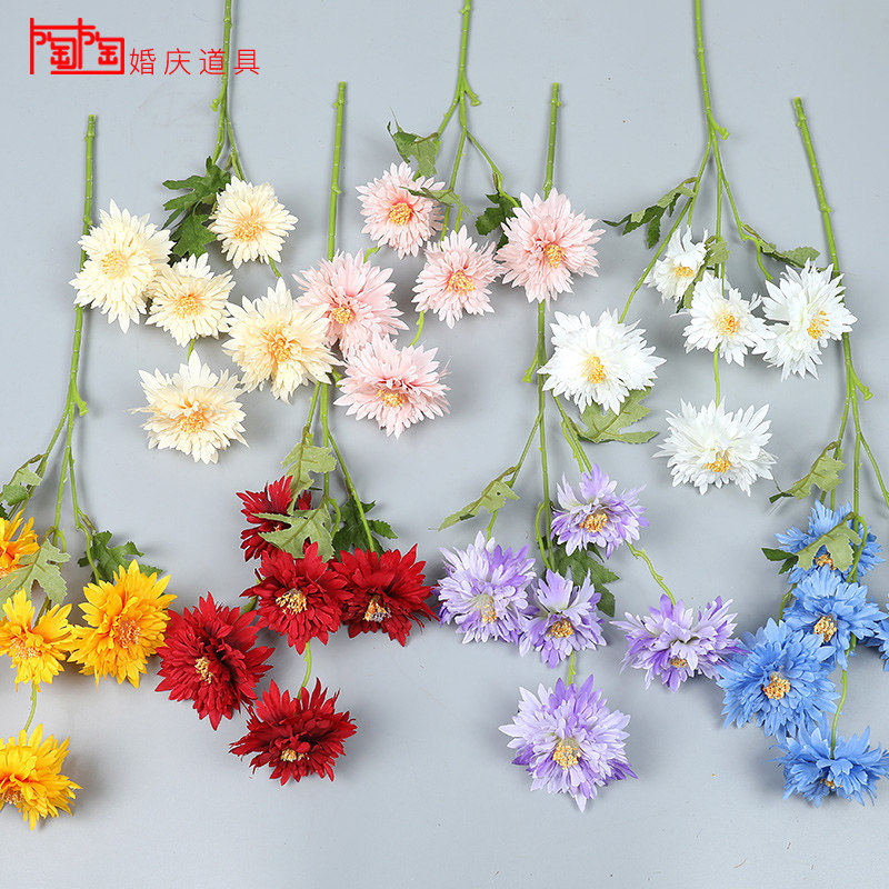 Wedding simulation flower flame chrysanthemum fake flower row flower arch flower decoration road lead flower chrysanthemum ornament wedding flower material flower arrangement