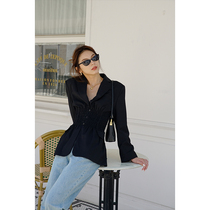 MICHELLYMO blazer womens niche design black slim high sense suit autumn