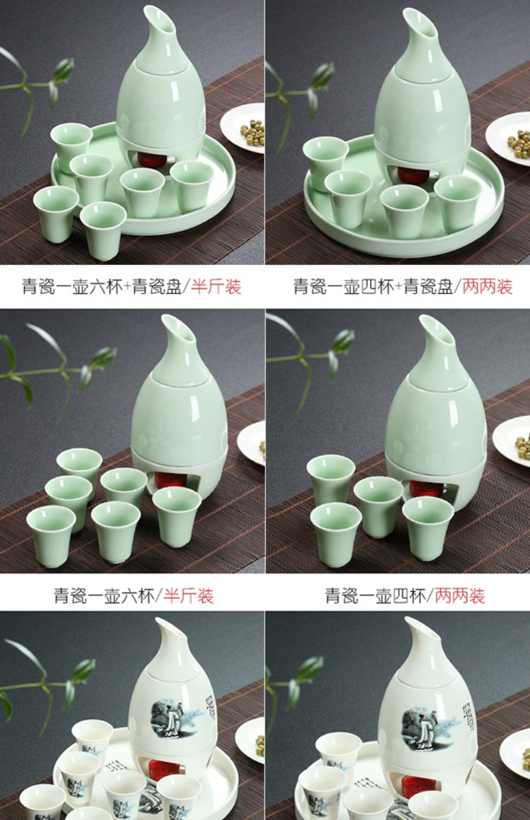 Rượu vang đen đặt nến ấm rượu vang nồi lẩu nhà một nửa catty Nhật Bản rượu vang trắng thủy tinh hầm rượu vang nóng chén uống rượu