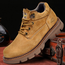 German Camel Dynamic American Retro Yellow Boots Martin Boots Men's Genuine Leather Thick Bottom Workwear Mountaineering Short Boots Big Head Shoes