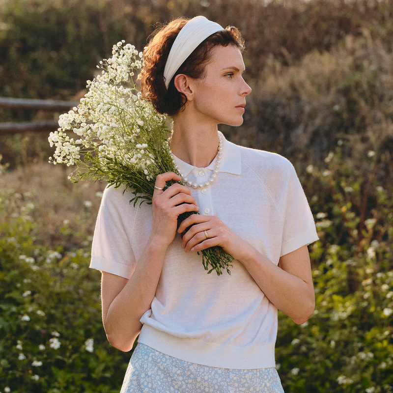 Xiaochong Cleanfit Ol Commuting "Versatile Basic Style" German Yangzi Yarn Linen Polo Collar Knitwear