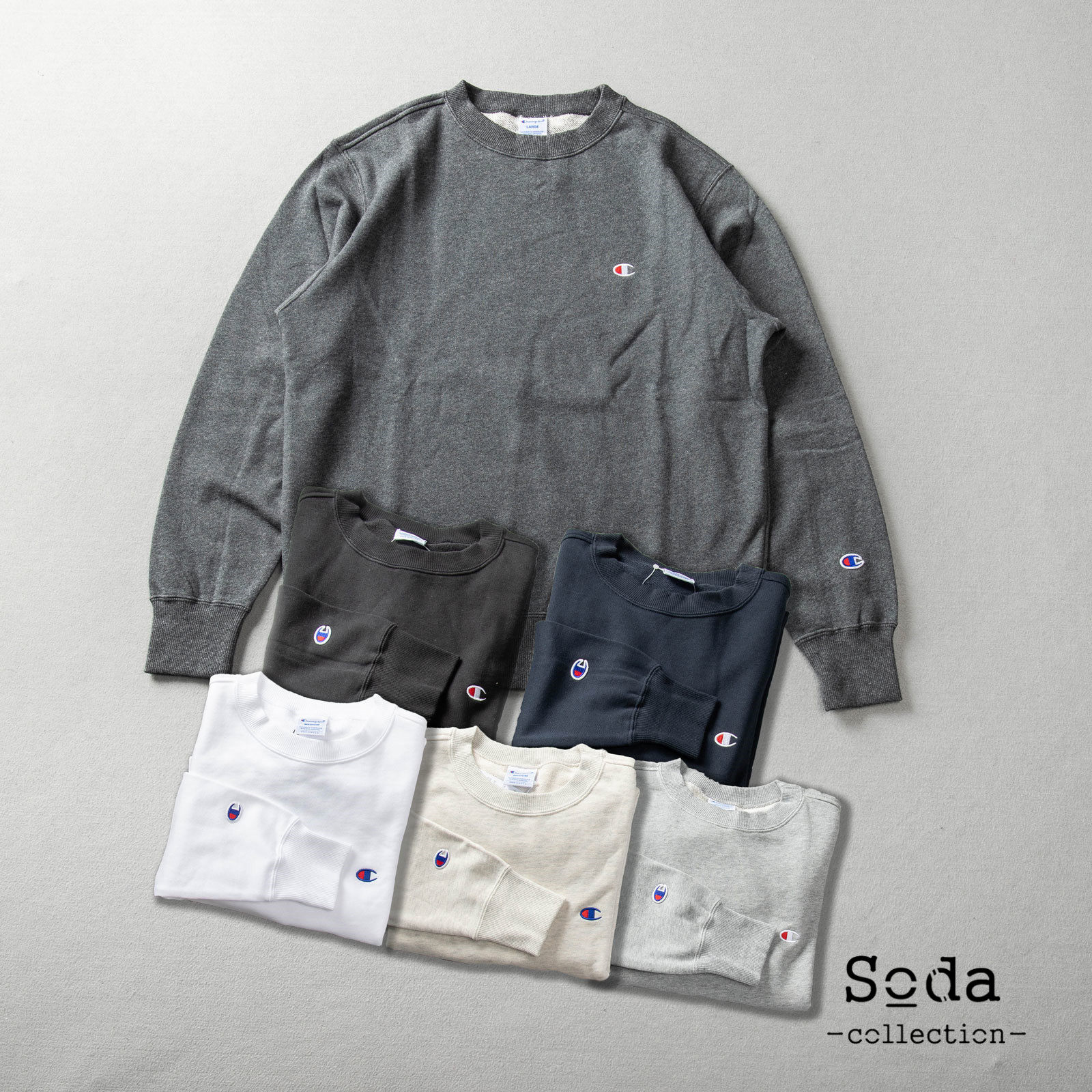 SODA Spot Champion Champion Embroidery Small Logo Round collar thick cotton T Men and women Basic couples Jacket Day Edition