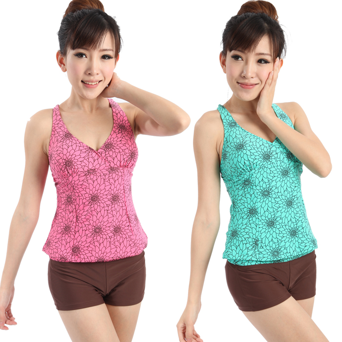 Number handmaiden Two-style flat angle swimsuit small breasts to woo conservative teenage swimsuit Big boy student Belly Spa Swimsuit