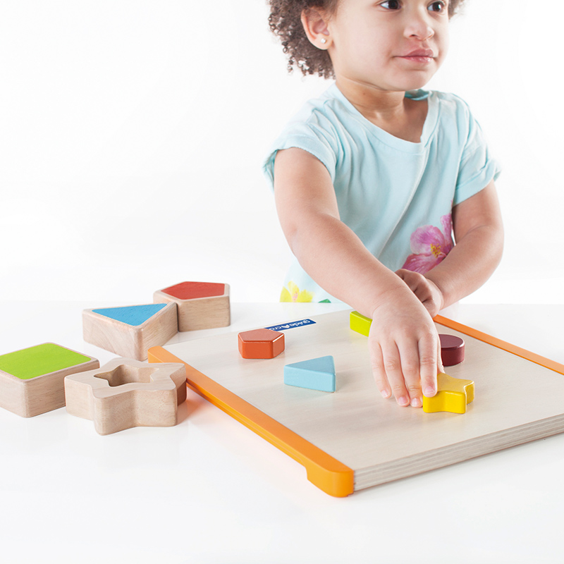Nesting and matching shapes Toys USA Imports young children Early education Puzzle Wood Color Shape Classification Board