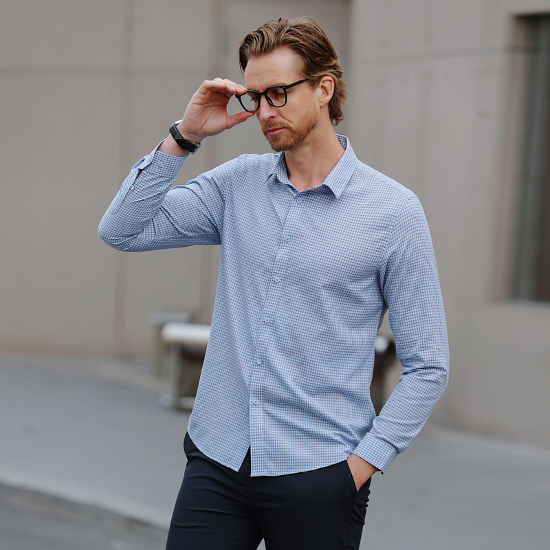 Trust Worthy J Men's Long-Sleeved Shirt 2026 Spring and Autumn Business Casual Plaid Executive Cotton and Linen Shirt