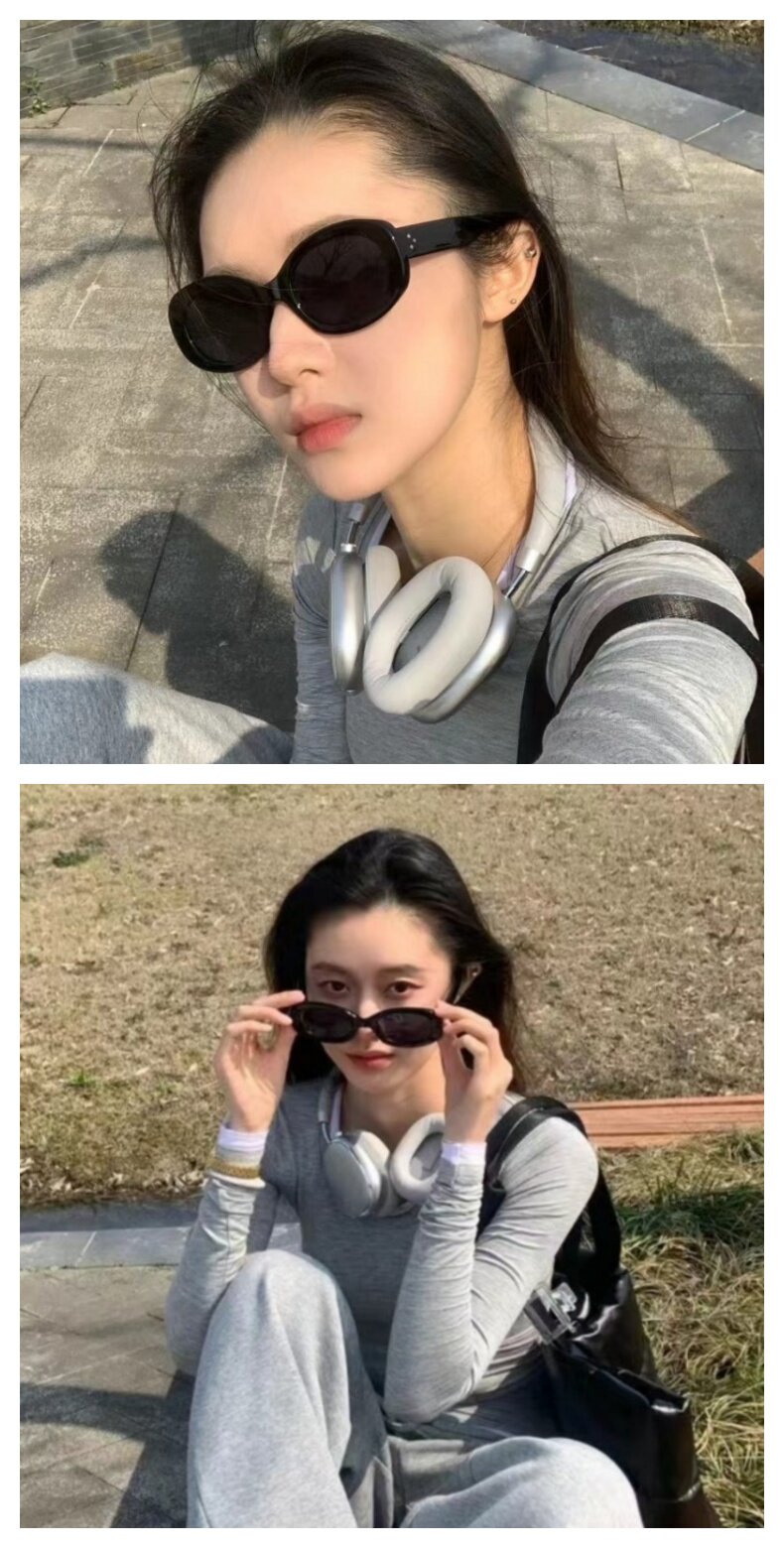 墨镜女潮高级感复古韩版猫眼椭圆2024新款太阳眼镜防紫外线方圆脸详情2