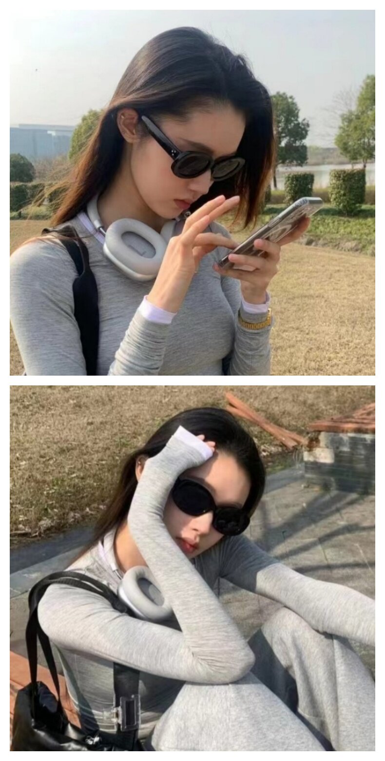 墨镜女潮高级感复古韩版猫眼椭圆2024新款太阳眼镜防紫外线方圆脸详情4