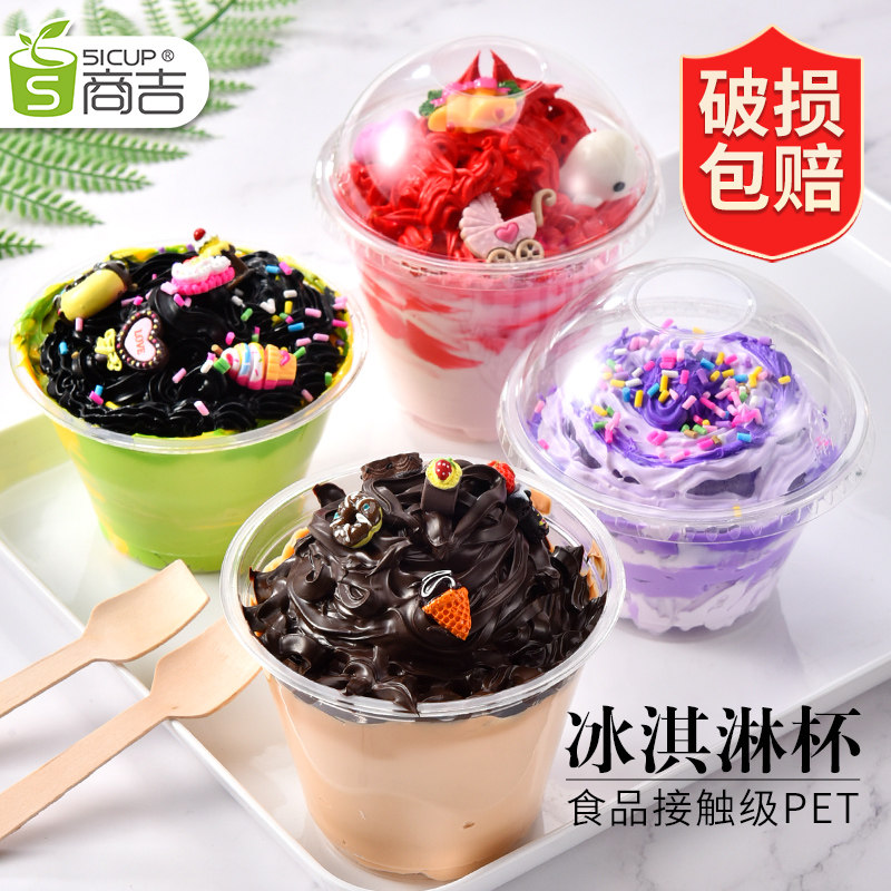 Commercial Kit Disposable Ice Cream Cups Plastic Cups Dessert Packing Cups Ice Cream Cups Dessert Bowls Ice Cream Boxes