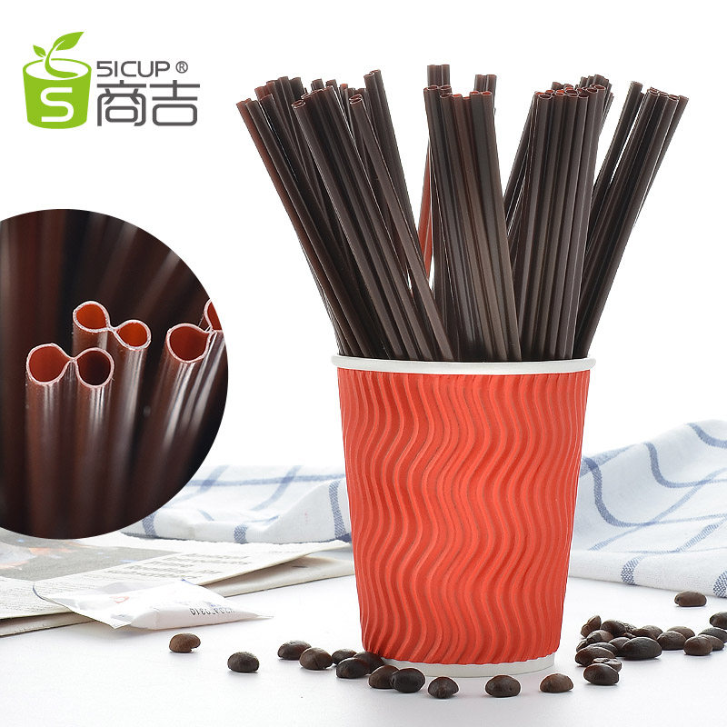 Shanghai Shangji paper cup disposable stirring stick coffee thin straw creative long stirring stick double hole spoon