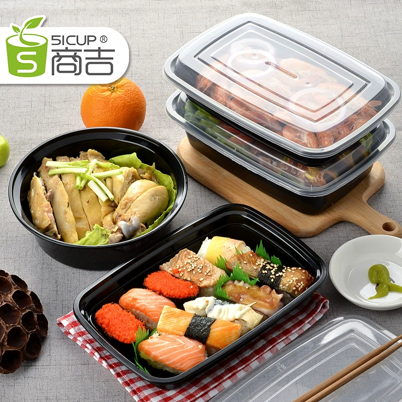 Hộp thức ăn nhanh Shangji của Mỹ Hộp ăn trưa dùng một lần Hộp đựng Takeaway Hộp nhựa hình chữ nhật Hộp tiện lợi có nắp Bento - Hộp cơm điện sưởi ấm