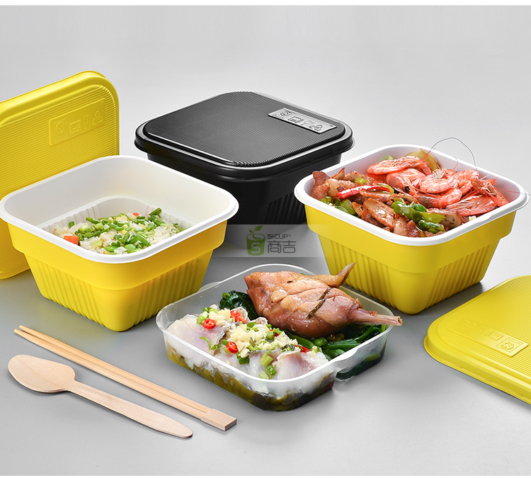Shangji dày dùng một lần hộp ăn trưa hạt gỗ hộp ăn trưa takeaway bao bì hộp thức ăn nhanh hộp cơm trưa hình chữ nhật hộp cơm - Hộp cơm điện sưởi ấm hộp cơm văn phòng cắm điện