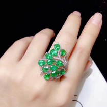 S925 silver inlaid natural emerald ring main stone 3 * 4mm fashion exquisite luxury group inlaid Selection Gift