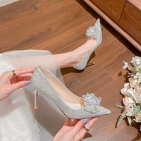 Французская хрустальная бриллиантовая свадьба женская ведущее свадебное платье xiuhe two изнашивание новый Материнская обувь для маленькой принцессы Банкет универсален на высоком каблуке обувь