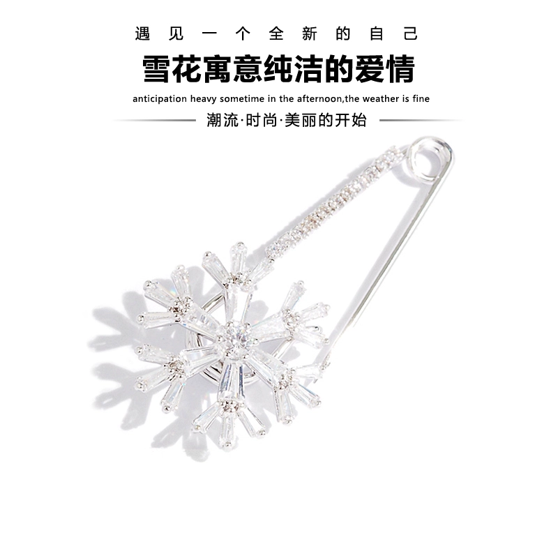 Nhiệt độ chống chói YCHEN mini đơn giản bông tuyết pha lê trâm cài trang trí pin cardigan khăn choàng pin ghim cài áo PNJ