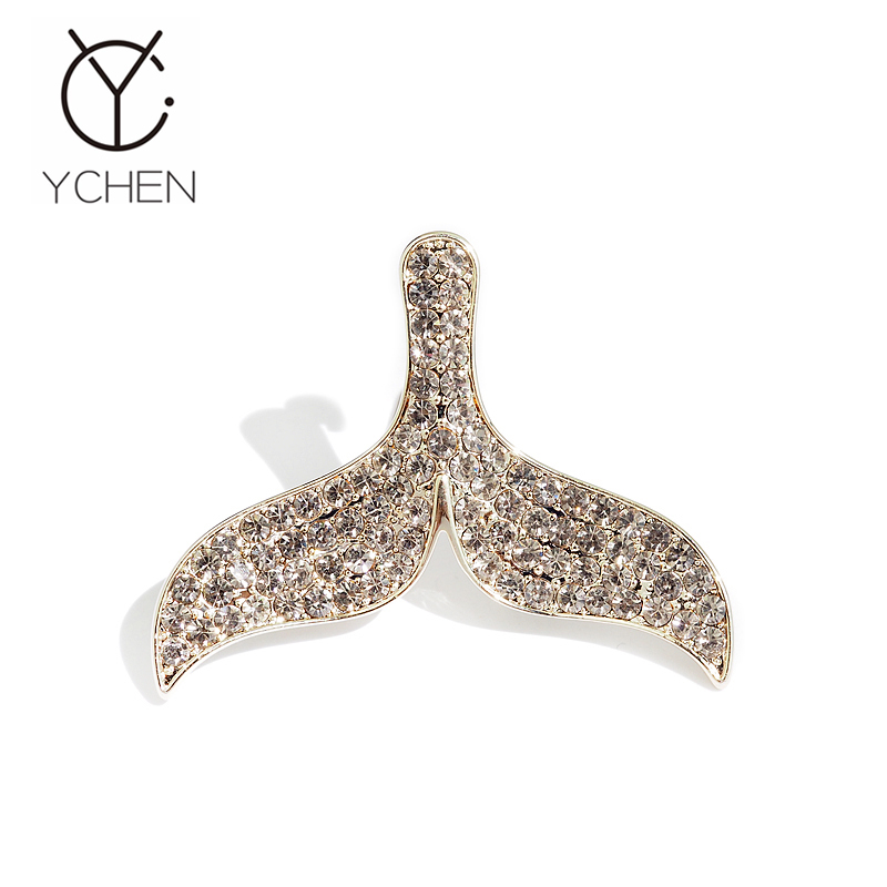 Phát sóng nóng trước 3 mẫu YCHEN pha lê đuôi cá trâm hoang dã retro khí chất trang trí pin Áo choàng cardigan khóa ghim cài áo vest nữ