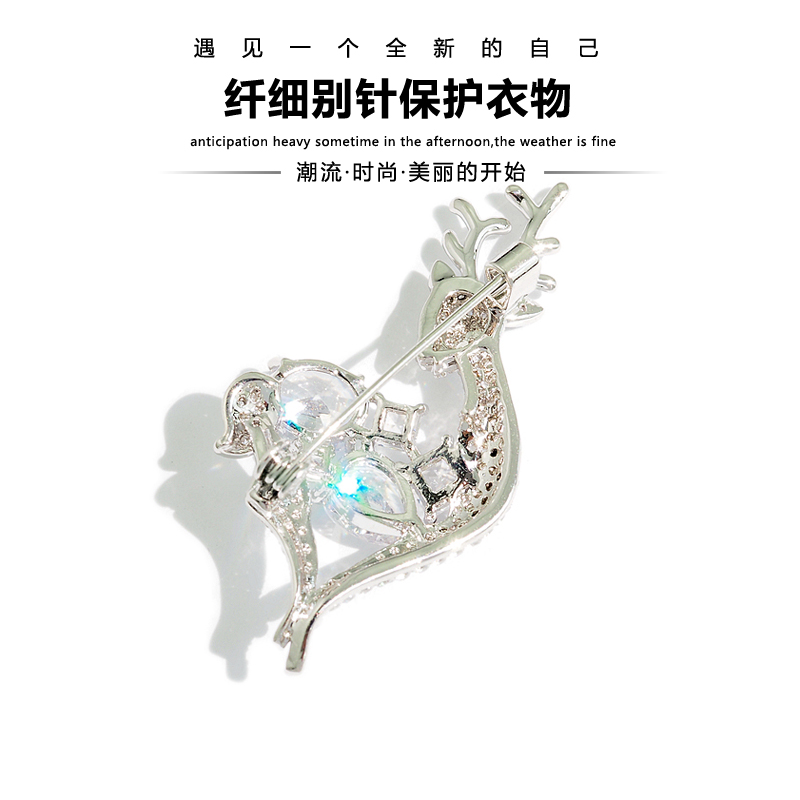 YCHEN Sê-ri Giáng sinh Hàn Quốc Pha lê Elk Trâm Nữ tính Deer Pin Phụ kiện không khí sang trọng trâm cài áo đại