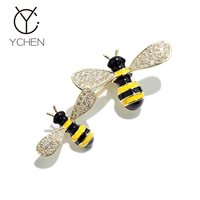 Nhật Bản và Hàn Quốc pha lê zircon ong trâm nữ phụ kiện khí chất áo khoác cardigan không khí hoang dã trang sức pin khóa cổ áo cài áo cao cấp