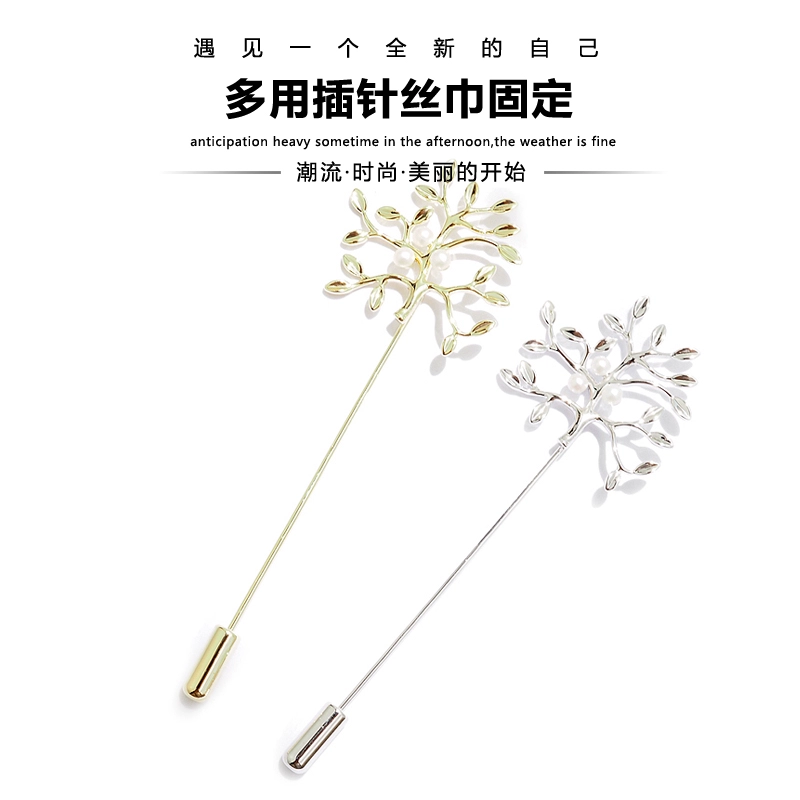 Ngọc trai tự nhiên Trâm Hàn Quốc Fortune Tree Pin Pin Corsage Phụ nữ Áo khoác cardigan Quần áo Pin Phụ kiện huy hiệu đảng cài áo