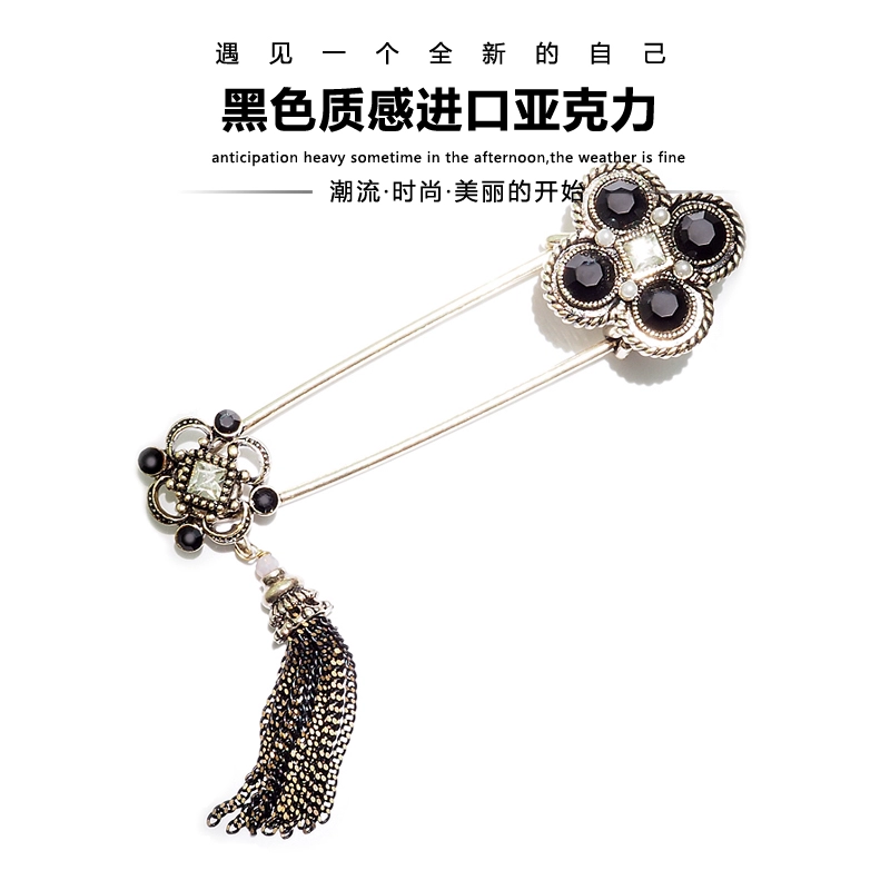 YCHEN mùa thu và mùa đông mới retro tên lớn tua clover trâm cài pin lớn áo choàng len khóa áo khoác pin