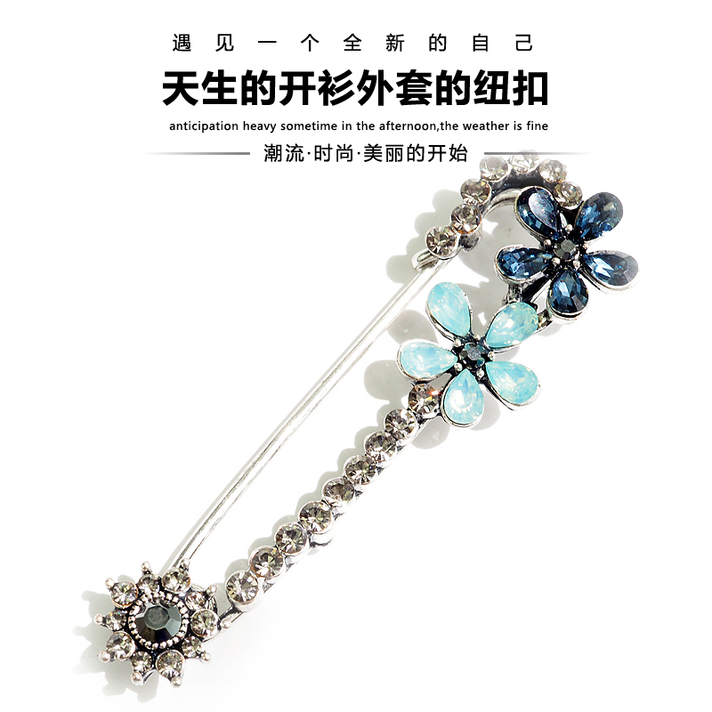 Sáng tạo cá tính zircon pha lê hoa phiên bản Hàn Quốc pin nữ trâm cài áo len Hàn Quốc khóa móc khóa huy hiệu cài áo dễ thương