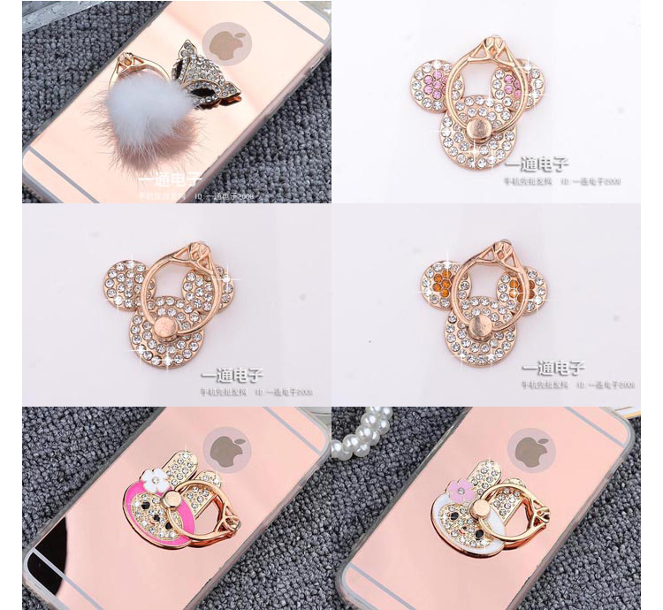 Phim hoạt hình kim loại rhinestone vòng khóa chống-grab chống mất lười biếng khung điện thoại di động phụ kiện nữ mô hình đa chức năng bán buôn