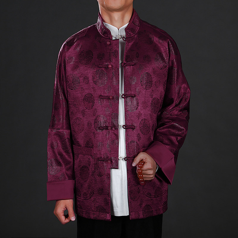 New autumn and winter men's Tangclothing jacket 100 Furlong sleeves Chinese-style clothing Tangclothing ethnic costumes China Wind