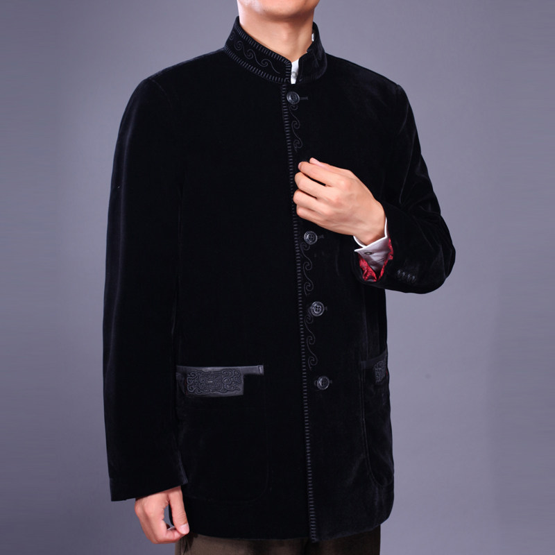 100 Forong High-end Men's Tang Dress Autumn Winter New Middle Dress Jacket Chinese Men's Clothing Stand Blouses National Clothing